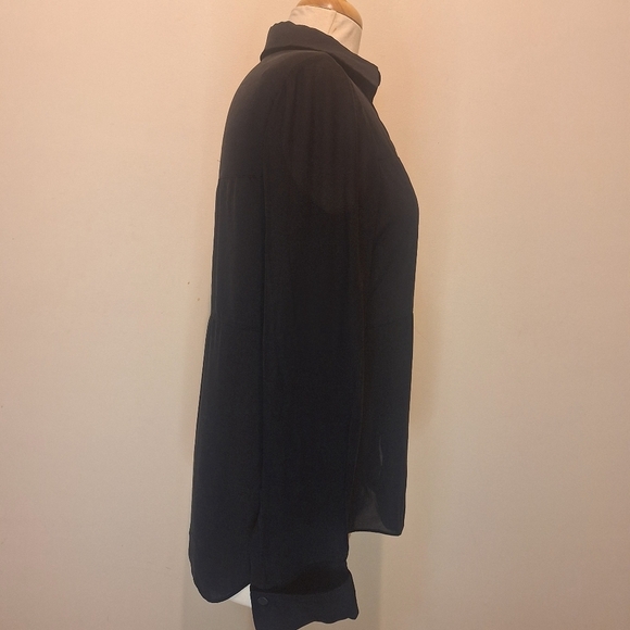 T by Alexander Wang Silk Combo Blouse Black SZ S - Picture 4 of 10